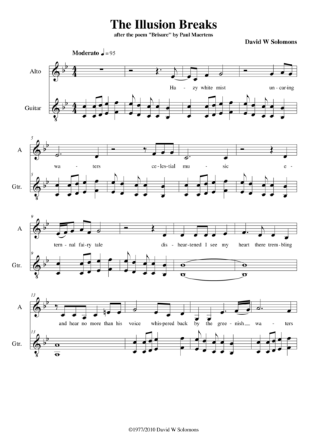 Free Sheet Music Brisure The Illusion Breaks For Low Voice And Classical Guitar