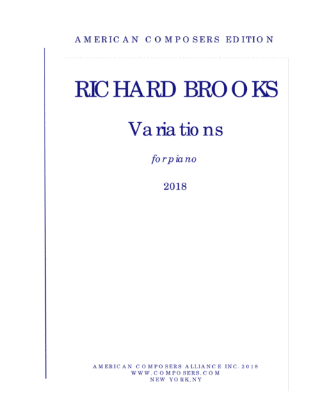 Brooks Variations For Piano Sheet Music