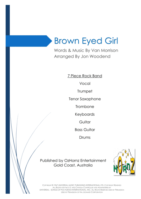 Brown Eyed Girl 7 Piece Horn Chart Sheet Music