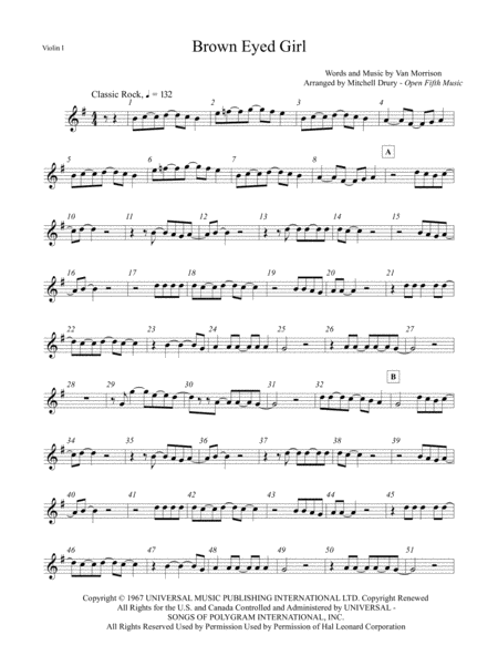 Brown Eyed Girl Sheet Music