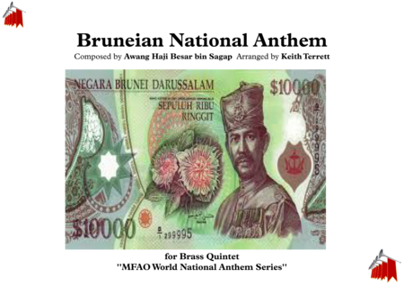 Bruneian National Anthem Allah Peliharakan Sultan For Brass Quintet Sheet Music