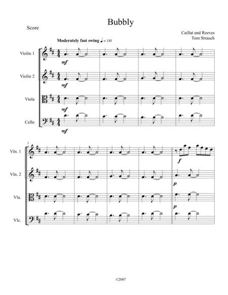 Free Sheet Music Bubbly For String Quartet Easy Intermediate