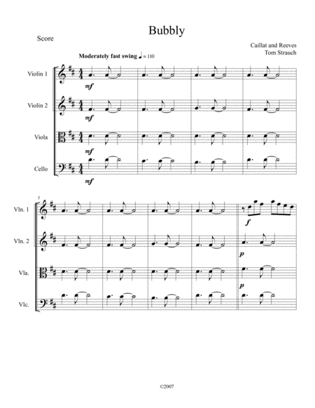 Bubbly For String Quartet Easy Intermediate Sheet Music