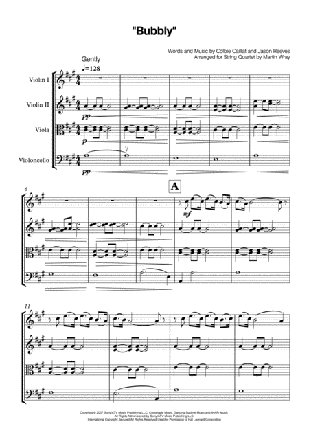 Free Sheet Music Bubbly String Quartet