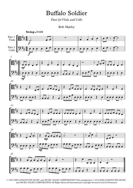 Buffalo Soldier Duet For Viola And Cello Sheet Music