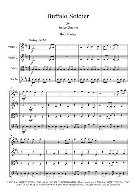 Buffalo Soldier For String Quartet Sheet Music