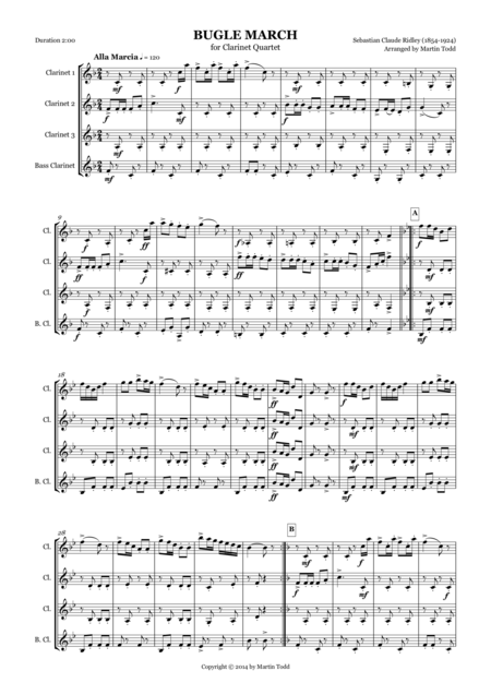 Bugle March For Clarinet Quartet Sheet Music