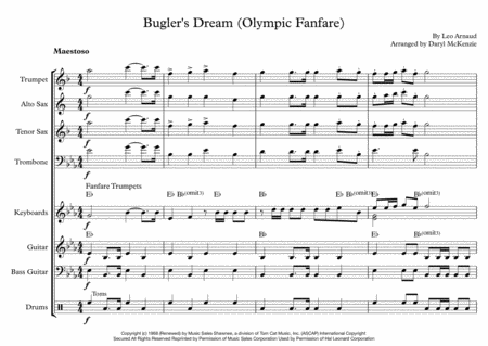 Buglers Dream Olympic Fanfare Short Fanfare For Studio Band 4 Horns Rhythm Section Sheet Music