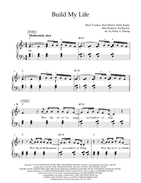 Build My Life Fm Sheet Music