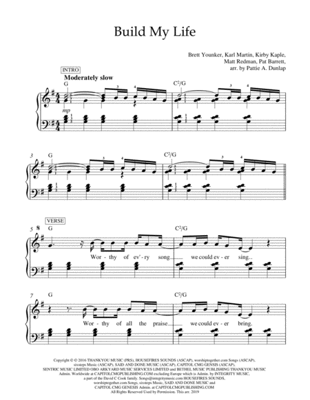 Build My Life Gm Sheet Music