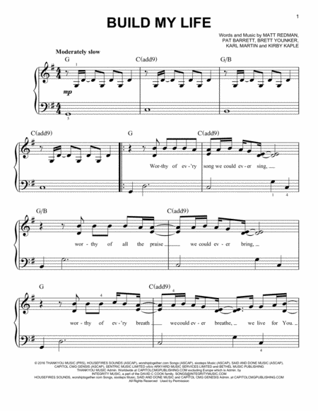 Build My Life Sheet Music