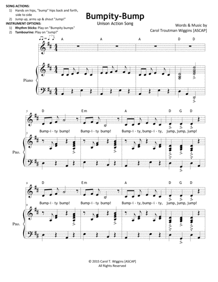 Free Sheet Music Bumpity Bump