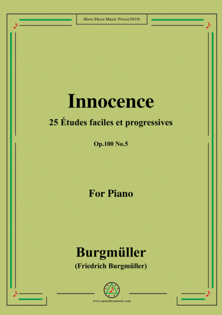 Burgmller 25 Tudes Faciles Et Progressives Op 100 No 5 Innocence Sheet Music
