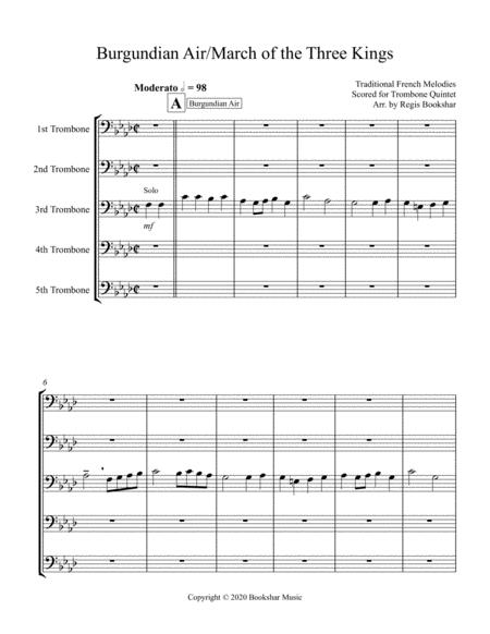 Burgundian Air March Of The Three Kings Trombone Quintet Sheet Music