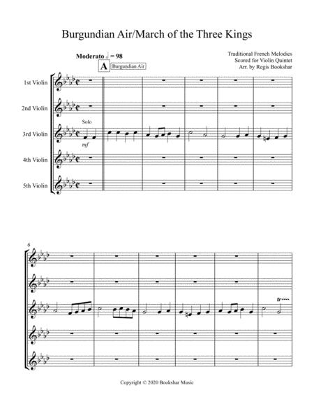 Free Sheet Music Burgundian Air March Of The Three Kings Violin Quintet