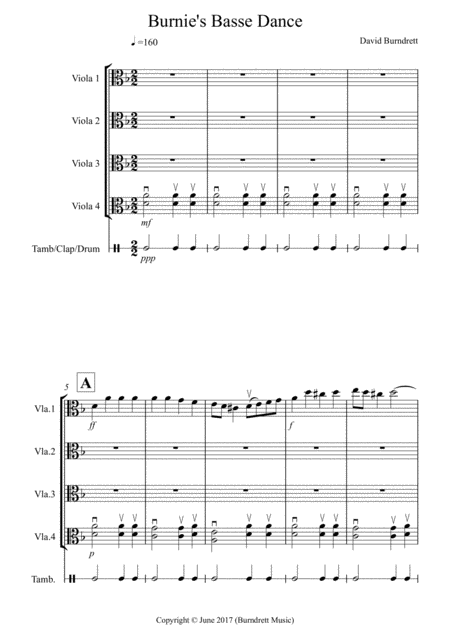 Free Sheet Music Burnies Basse Dance For Viola Quartet