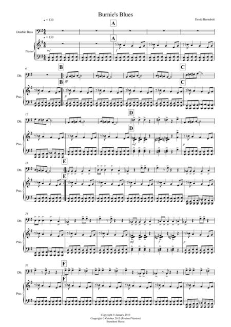 Burnies Blues For Double Bass And Piano Sheet Music