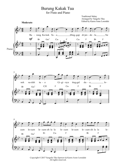 Burung Kakak Tua For Flute And Piano Sheet Music