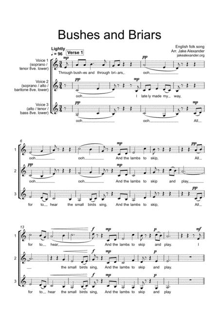 Bushes And Briars A Cappella Choir In 3 Parts Sheet Music