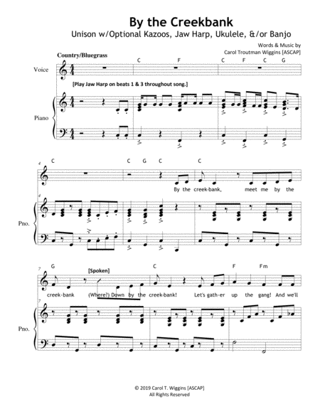 By The Creekbank Unison Sheet Music