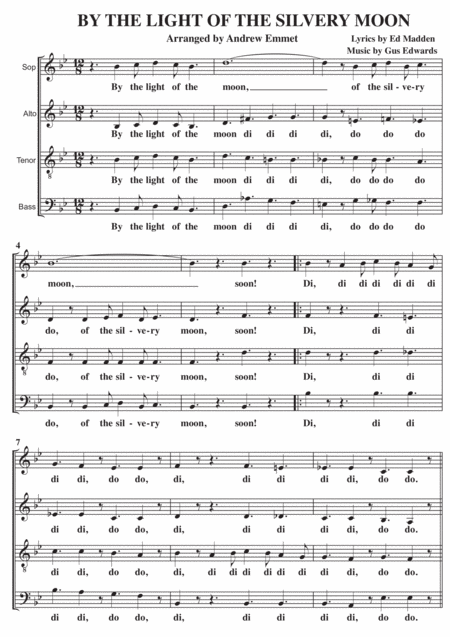 By The Light Of The Silvery Moon A Cappella Sheet Music