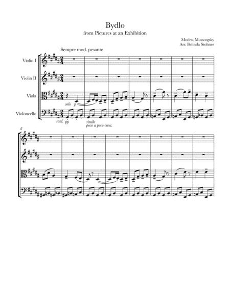 Bydlo From Pictures At An Exhibition String Quartet Sheet Music