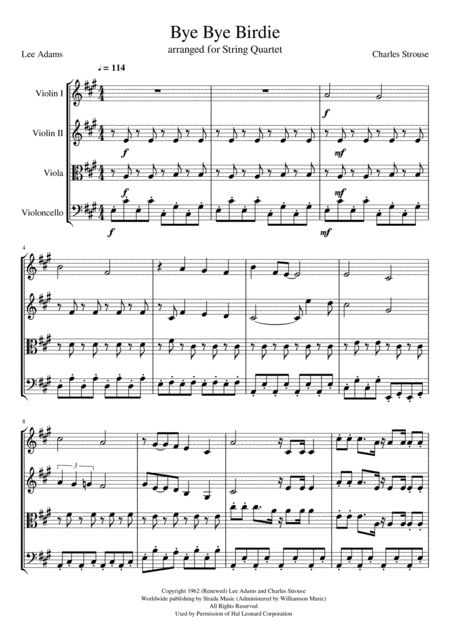 Free Sheet Music Bye Bye Birdie