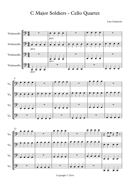 C Major Soliders Cello Quartet Sheet Music