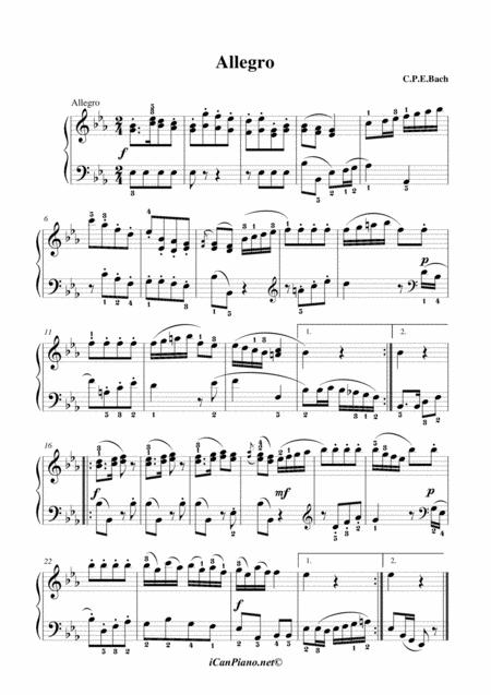 C P E Bach Allegro In Eb Sheet Music