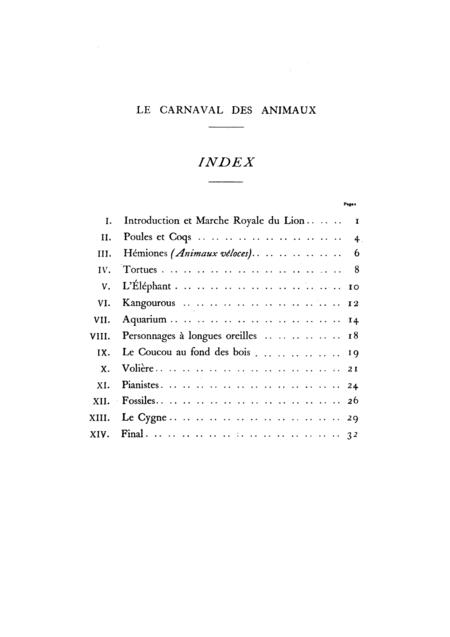 Free Sheet Music C Saint Saens Carnival Of The Animals Full Original Complete Version Piano Solo