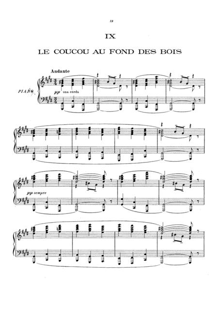 C Saint Sans The Carnival Of The Animals The Cuckoo In The Depths Of The Woods Original Piano Solo Sheet Music