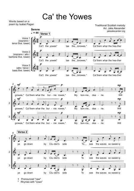 Ca The Yowes A Cappella Choir In 3 Voices Sheet Music