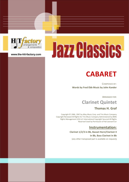 Cabaret Jazz Liza Minelli Clarinet Quintet Sheet Music