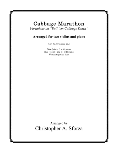 Cabbage Marathon For Two Violins And Piano Sheet Music