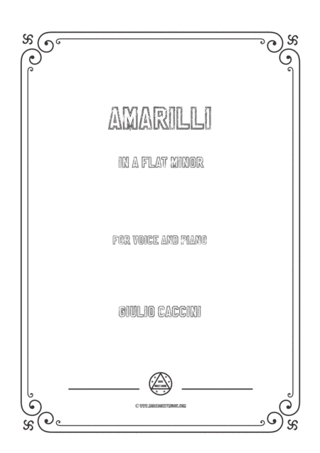 Caccini Amarilli In A Flat Minor For Voice And Piano Sheet Music