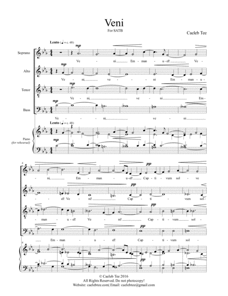 Free Sheet Music Caeleb Tee Veni