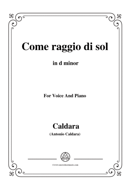 Free Sheet Music Caldara Come Raggio Di Sol In D Minor For Voice And Piano