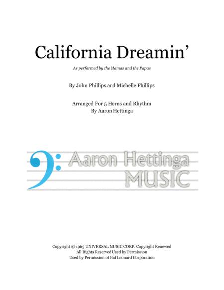 Free Sheet Music California Dreamin For 5 Horns And Rhythm Section