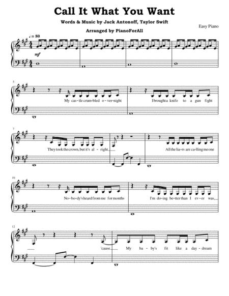 Call It What You Want Taylor Swift Easy Piano Sheet Music