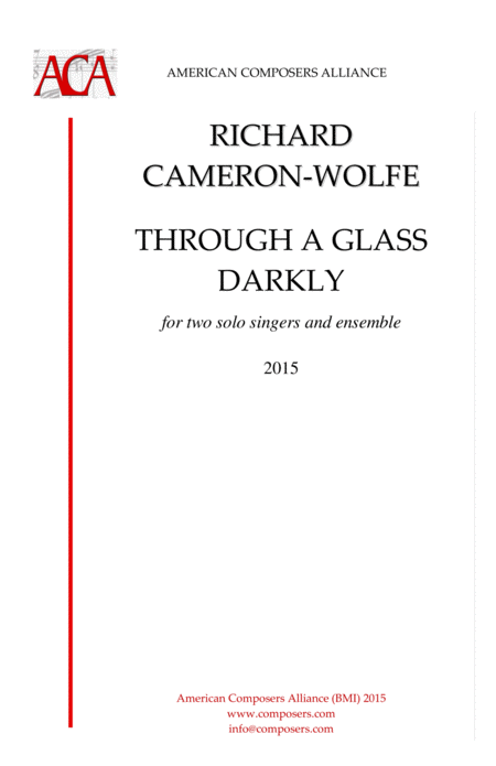 Cameron Wolfe Through A Glass Darkly Sheet Music