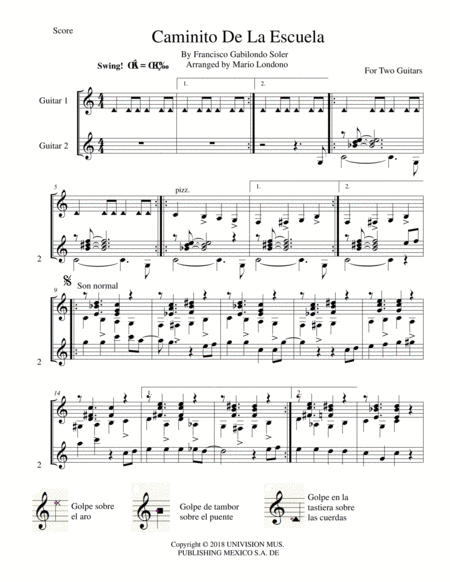 Free Sheet Music Caminito De La Escuela