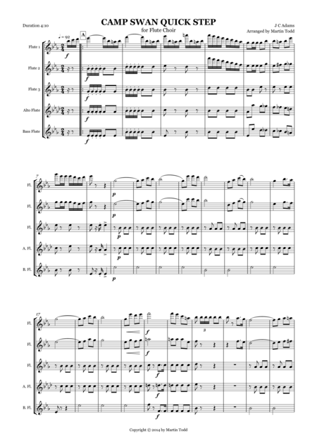 Free Sheet Music Camp Swan Quick Step For Flute Choir Or Quintet