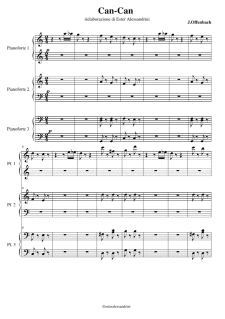 Can Can 6 Hands Sheet Music