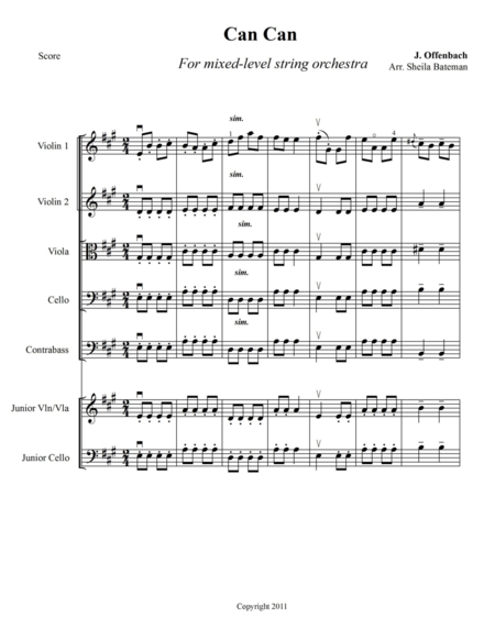 Can Can For Mixed Level String Orchestra Sheet Music