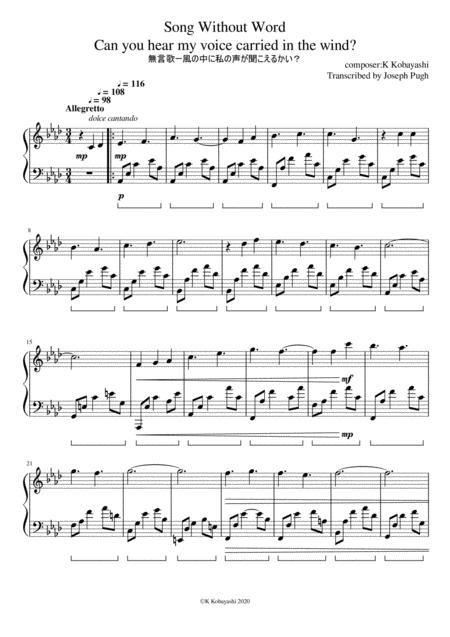 Free Sheet Music Can You Hear My Voice Carried In The Wind