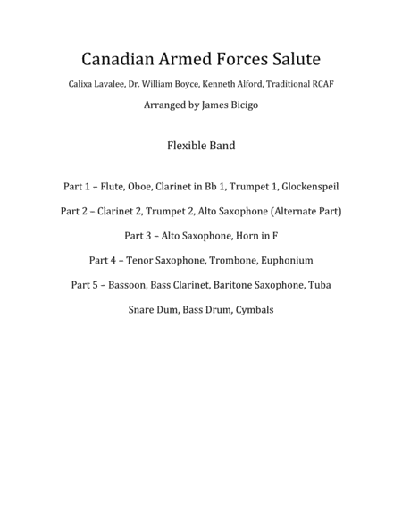 Free Sheet Music Canadian Armed Forces Salute