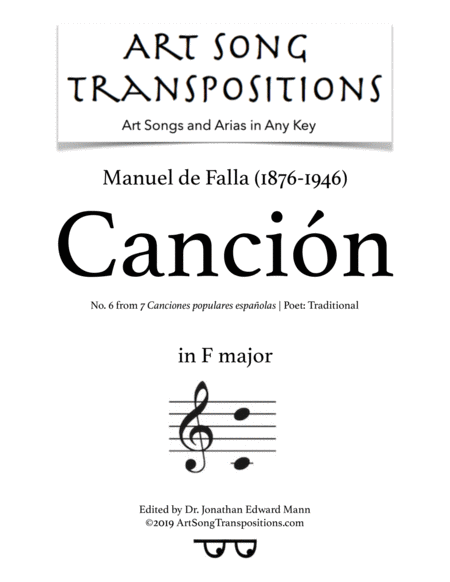 Cancin Transposed To F Major Sheet Music