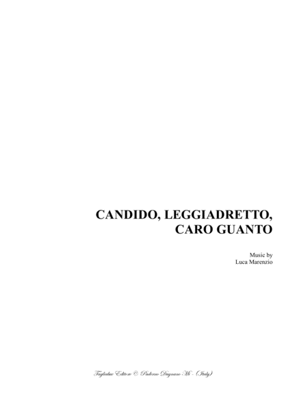 Candido Leggiadretto Caro Guanto L Marenzio Satb Choir Sheet Music