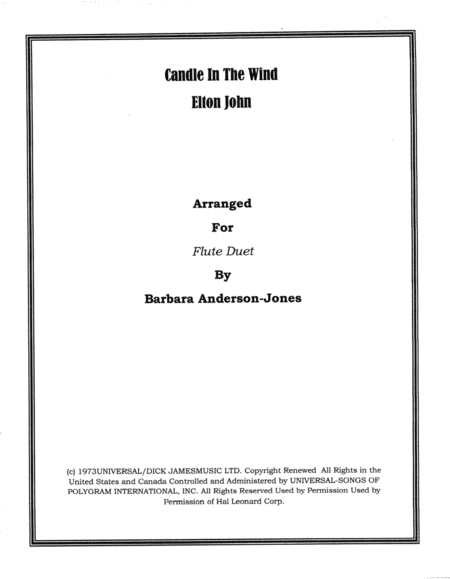 Candle In The Wind Flute Duet Sheet Music