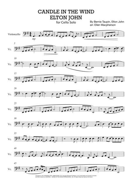 Candle In The Wind For Cello Solo Sheet Music